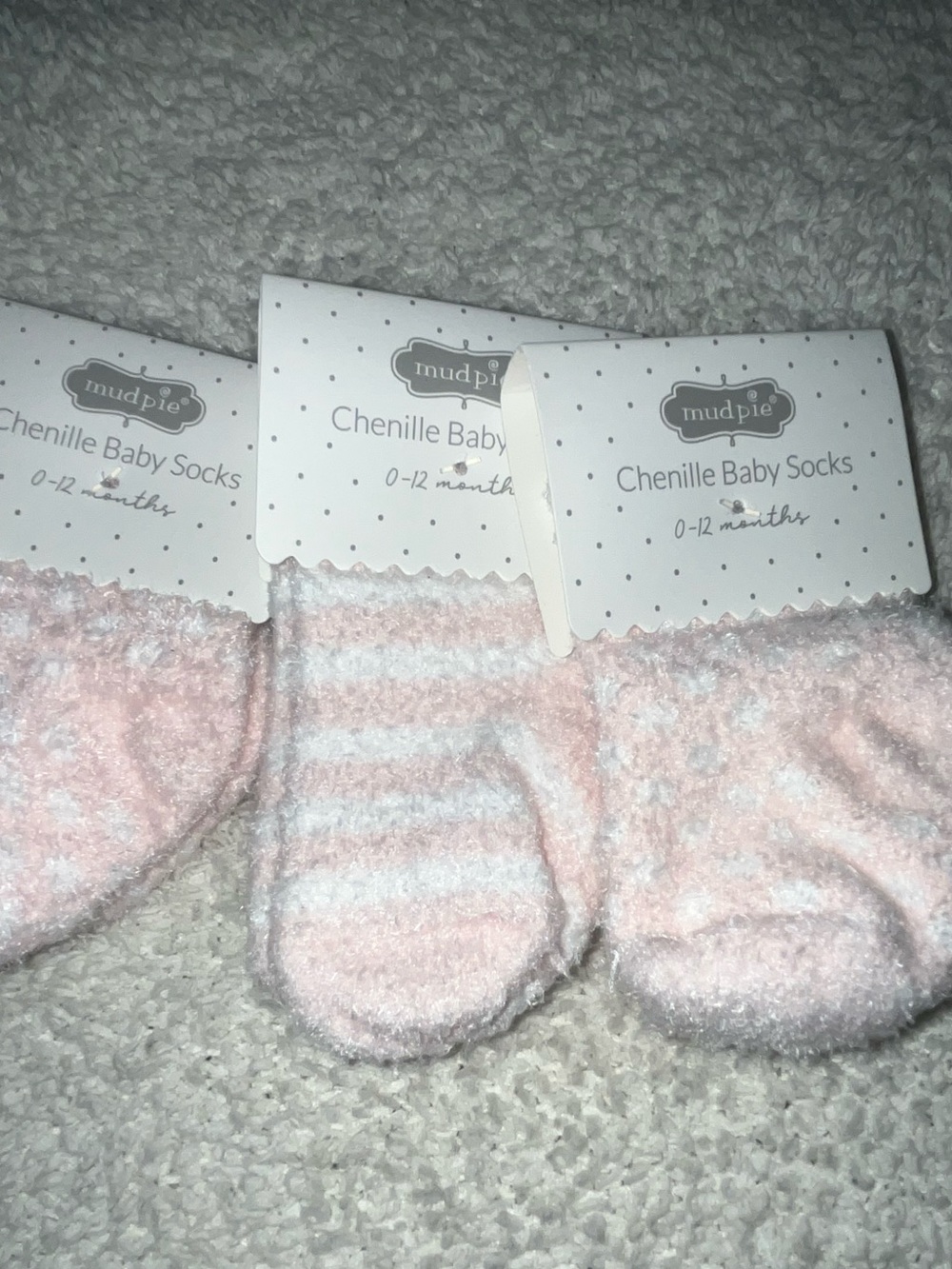 Mudpie Chenille Baby Socks.  0-12 Mo